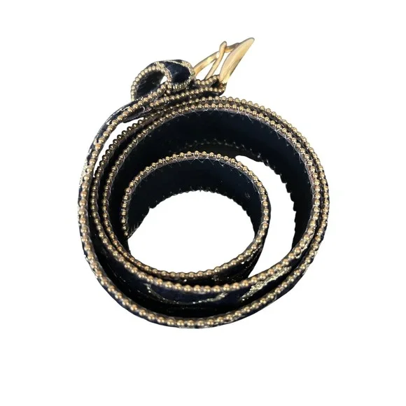 Vintage Elite Women's Black Velvet‎ Scroll Belt Gold Buckle Size M Sparkle
80s - Picture 3 of 8